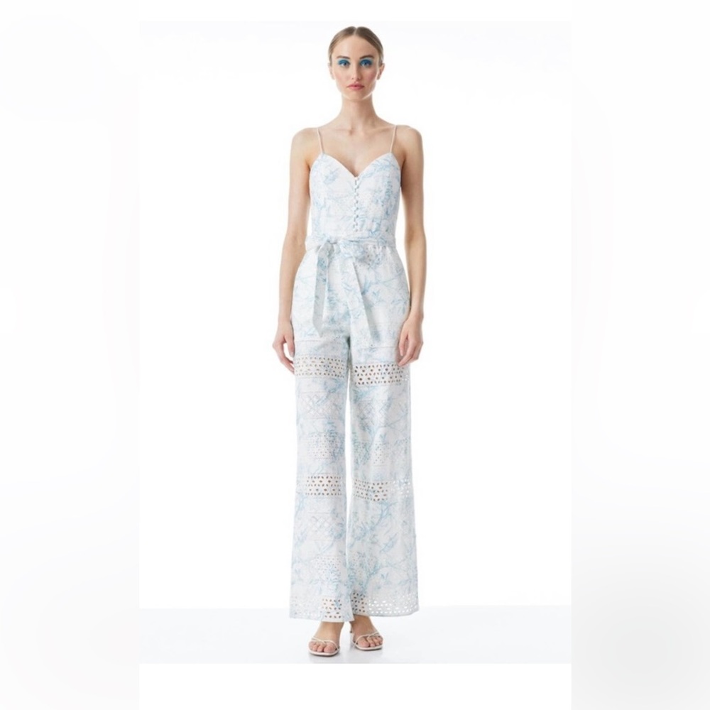 Alice and Olivia blue & white jumpsuit